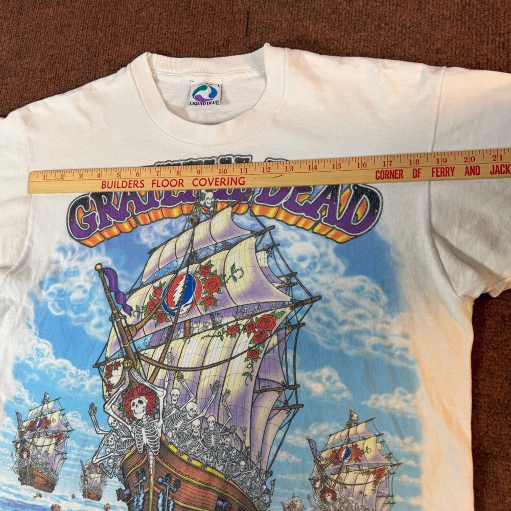 Vintage Liquid Blue Grateful Dead Ship of Fools Fall Tour 1994 White T-Shirt L - Picture 5 of 8